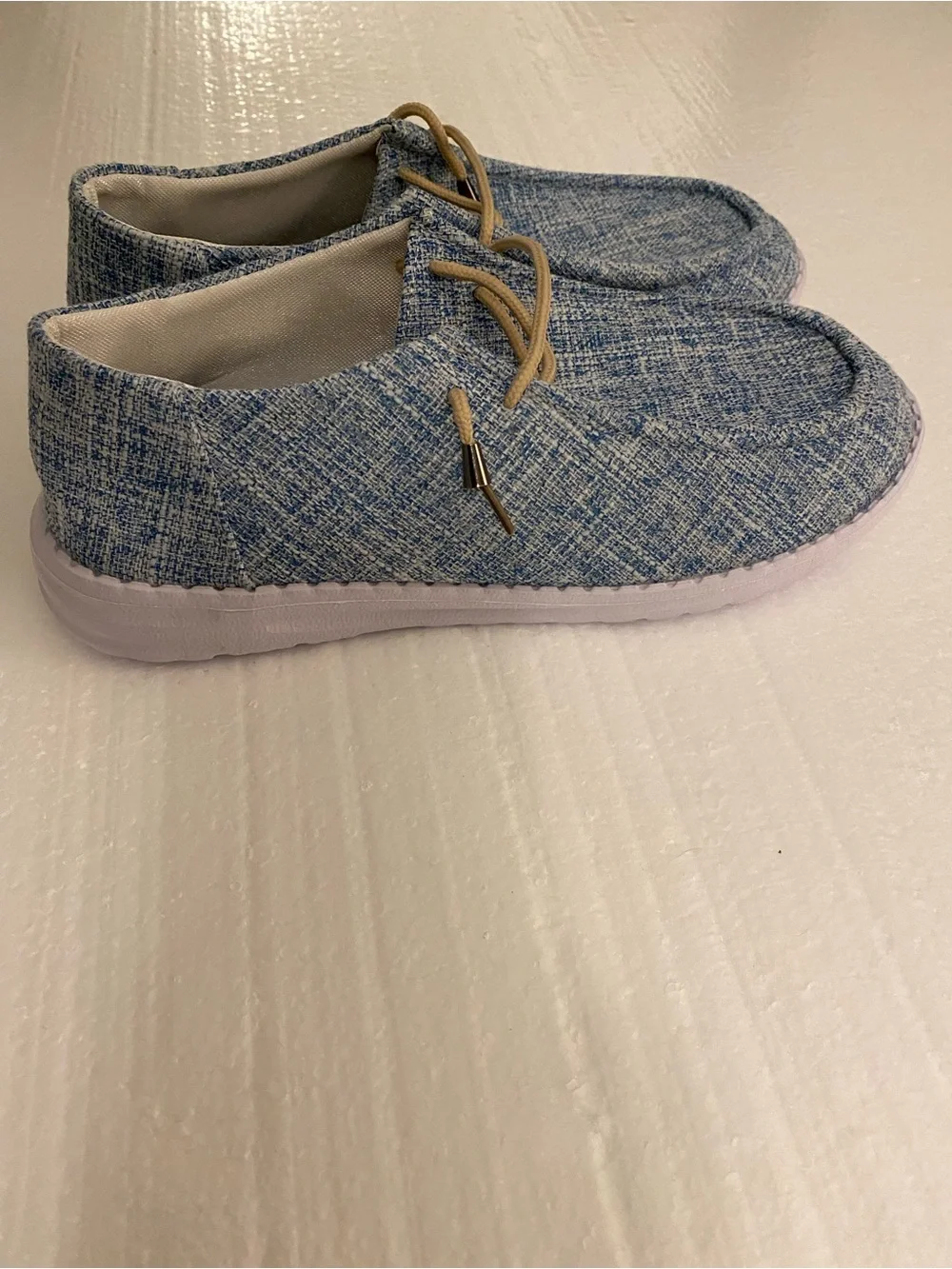 Men's Casual Light Blue White Slip-On Loafers Lightweight Flexible Design US 8